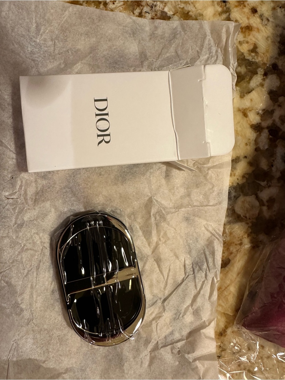 Dior Black and Silver Wireless Earbuds Charging Case